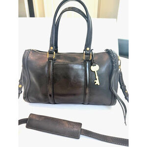 Fossil Brown Leather Purse Bag Key Kendall Crossbody Satchel Boho Chic